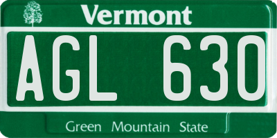 VT license plate AGL630
