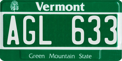 VT license plate AGL633