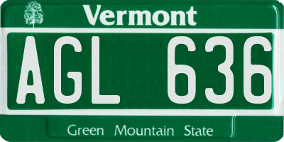 VT license plate AGL636