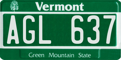 VT license plate AGL637
