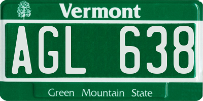 VT license plate AGL638