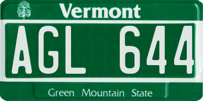 VT license plate AGL644
