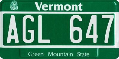 VT license plate AGL647