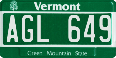 VT license plate AGL649