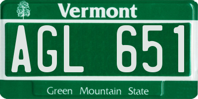 VT license plate AGL651