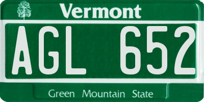 VT license plate AGL652