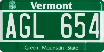 VT license plate AGL654