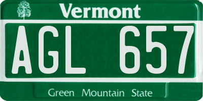 VT license plate AGL657