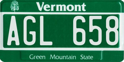 VT license plate AGL658