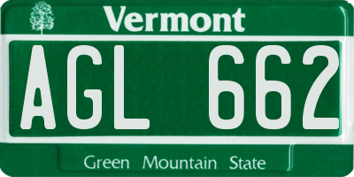 VT license plate AGL662