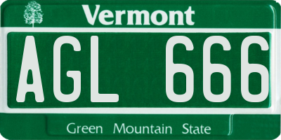 VT license plate AGL666