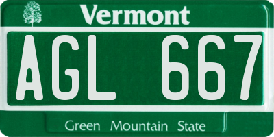 VT license plate AGL667