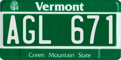 VT license plate AGL671