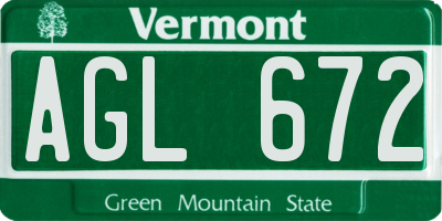 VT license plate AGL672