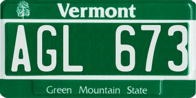VT license plate AGL673