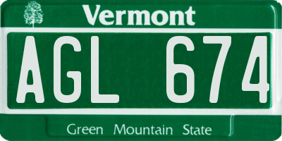 VT license plate AGL674