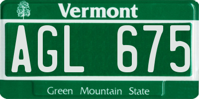 VT license plate AGL675