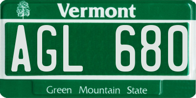 VT license plate AGL680