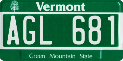 VT license plate AGL681