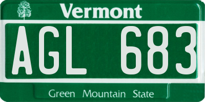 VT license plate AGL683
