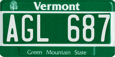VT license plate AGL687