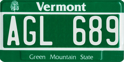 VT license plate AGL689