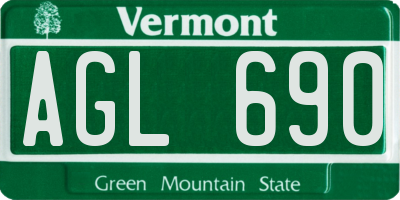 VT license plate AGL690