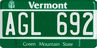 VT license plate AGL692