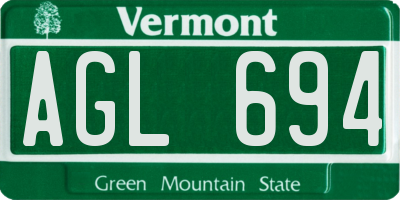 VT license plate AGL694