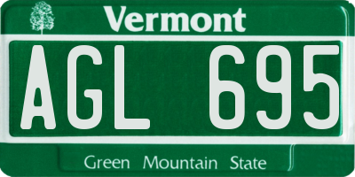 VT license plate AGL695