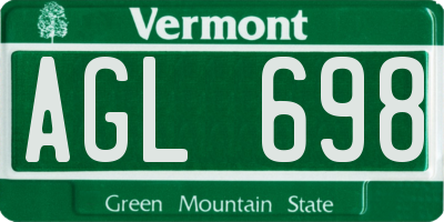 VT license plate AGL698