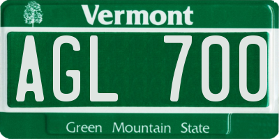 VT license plate AGL700