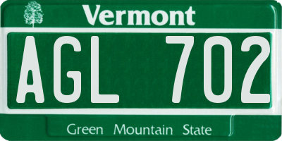VT license plate AGL702