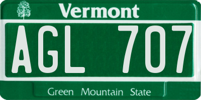 VT license plate AGL707