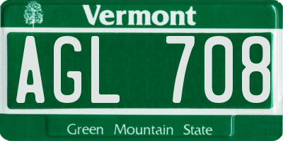 VT license plate AGL708