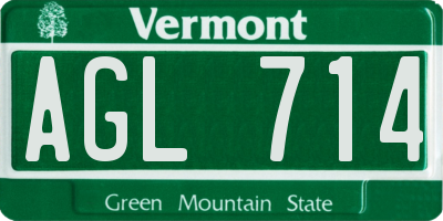VT license plate AGL714