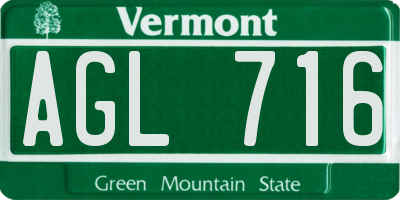 VT license plate AGL716