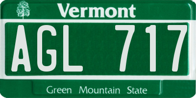 VT license plate AGL717