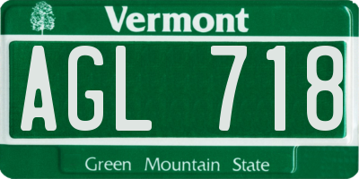 VT license plate AGL718