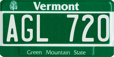 VT license plate AGL720