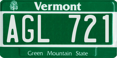 VT license plate AGL721