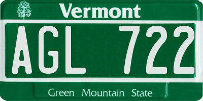 VT license plate AGL722