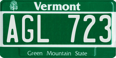 VT license plate AGL723