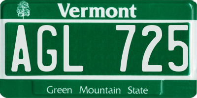 VT license plate AGL725
