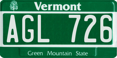 VT license plate AGL726