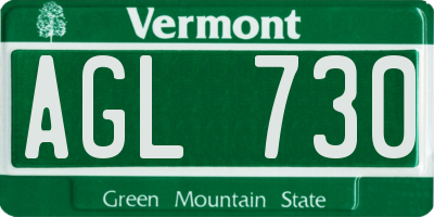 VT license plate AGL730
