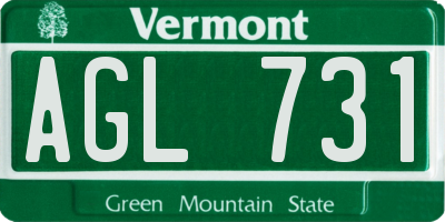 VT license plate AGL731