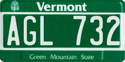 VT license plate AGL732