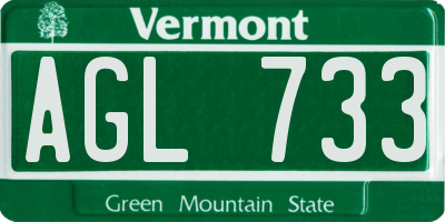 VT license plate AGL733