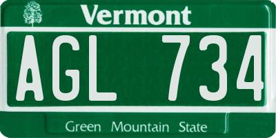 VT license plate AGL734